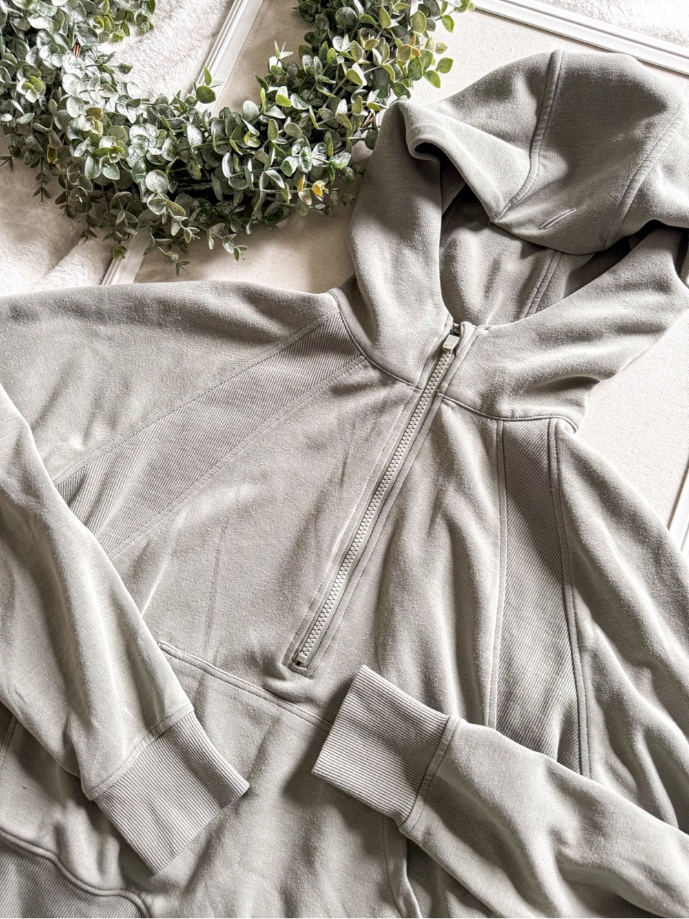 Recreation Half Zip Hoodie Sage Green Athleisure Pullover Size XS